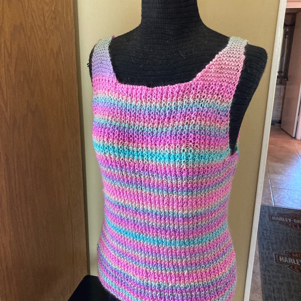 Hand Knit Pastel Tank Top SZ Small NEW